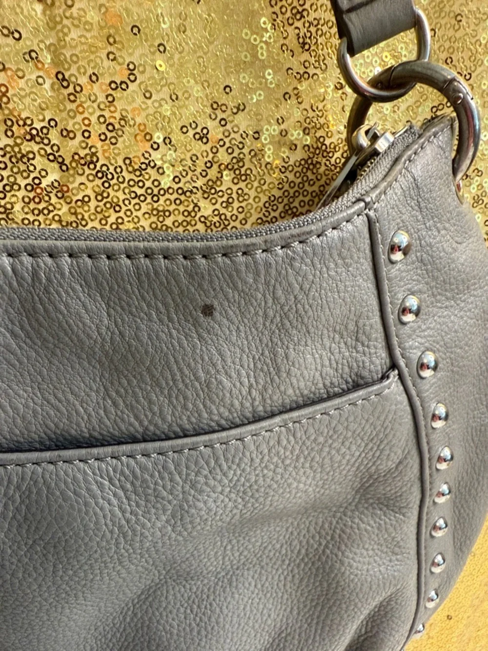 Michael Kors Small Middleton Leather Studded hobo in Gray